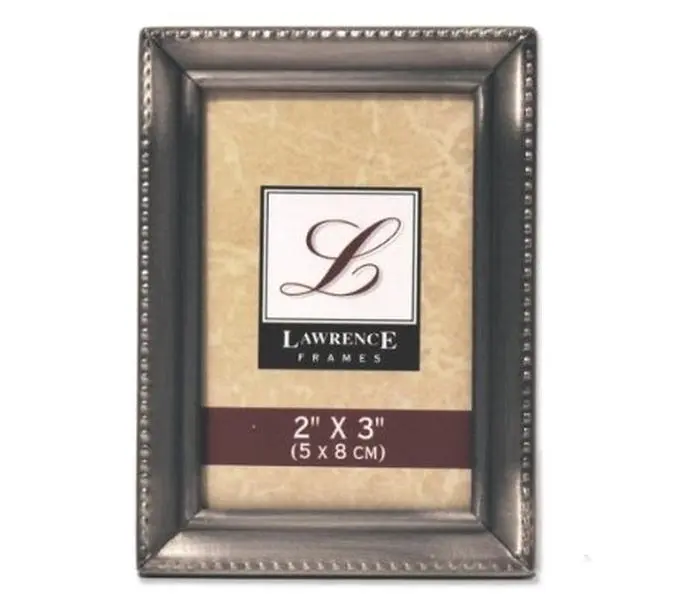 LAWRENCE Traditional Heavy Gauge Steel Photo Frame, 2x3 Beaded Picture Display, Antique Pewter Finish for Baby Nursery, Metal Frame, Photo Display Frame