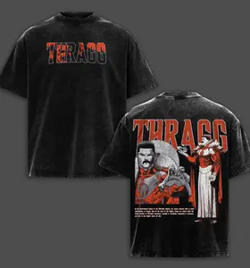 Retro Washed Thragg vs Omni-Man T-Shirt, Double-Sided Print Unisex Streetwear Tee, Loose Fit Casual Short Sleeve for Men & Women
