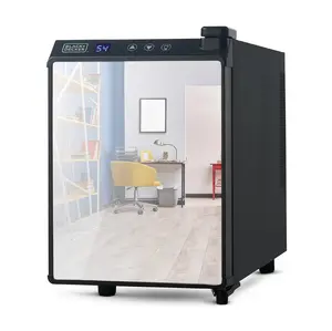 BLACK+DECKER 6-Bottle Wine Chiller, Thermoelectric Wine Cooler with Mirrored Front and Temperature Control, 6 Bottle Fridge for Reds, Whites and More, LED Display, Chrome Racks, BD60316