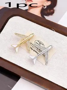 Creative Japanese Korean Rhinestone High-End Personality Trendy Airplane Brooch, Fashion Accessory, Fashion Suit Pin Aviation Flight Series Lapel Pin