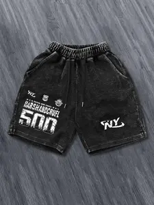 Unisex Men's Letter Print Shorts, Loose Casual Comfy Shorts for Daily Wear, Casual Street Shorts, Casual Fashionable Shorts, Men's Bottoms for All Seasons