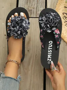 Women's Knitted Slippers with Decorative Pattern, Comfortable & Stylish Footwear, Perfect for Daily Wear, Trendy Ladies' Shoes