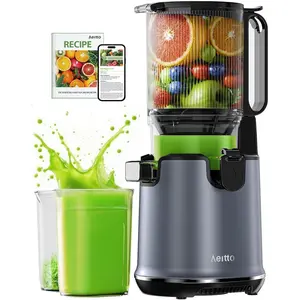 Juicer Machines,Aeitto Cold Press Juicer with 5.3" Wide Mouth for Whole Fruits & Vegetables, Professional Slow Masticating Juice Extractor, Self Feeding, Easy to Use, High Juice Yield, Dark Grey