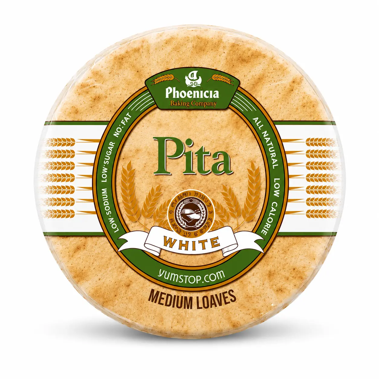Phoenicia Frozen White Pita Pocket Bread - Medium Size, 9 Pieces, 567g, Wheat/Milk/Egg Ingredients, Authentic Fluffy Texture, Structural Integrity, Optimal Freshness for Mediterranean Dishes