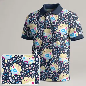 Togepi Polo Shirt, Cute Kawaii Pattern Polo, Pastel Summer Shirt, Adorable Gift Idea, Togepi Shirt Gift