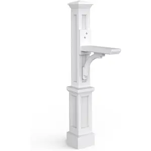 Newport Plus Mailbox Post with Standard Arm – Weather-Resistant Durable Classic Design, Easy-to-Install Outdoor Mailbox Post