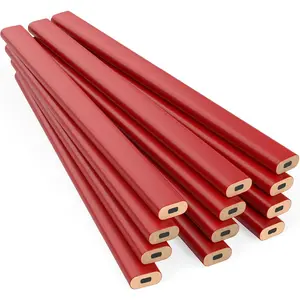 Hard Lead Carpenter Pencils Bulk - (1) Pack of 12 count Lumber Wooden Pencil #2 (HB) - Red