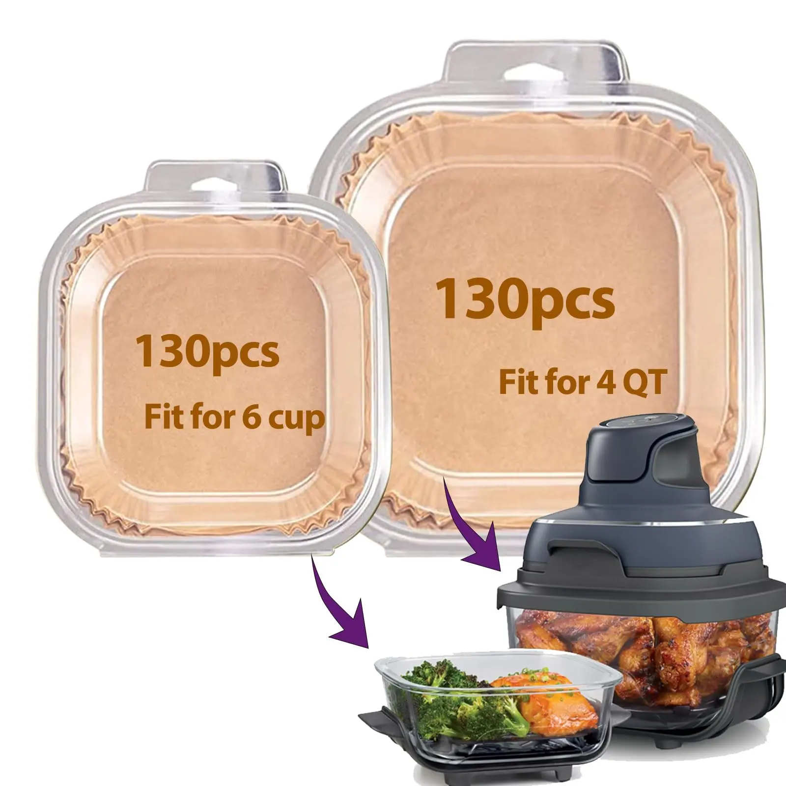 Air Fryer Liners Disposable For Crispi  260 Accessories Crispy Glass Container 4 Qt & 6 Cup