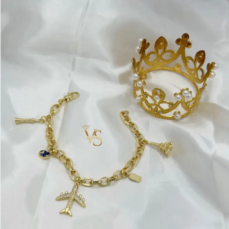 Valdes Luxury - Travel Charm Bracelet | 14K Gold Plated Layered | Everyday Wear