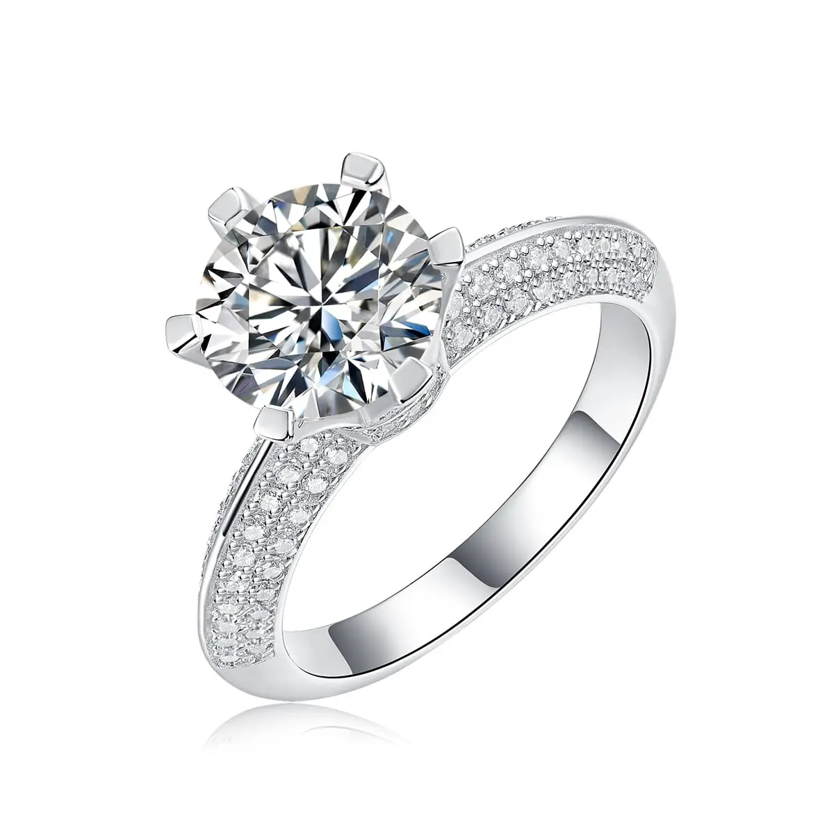 FANCIME Classic Engagement Ring for Women, 3CT Brilliant-Cut Halo Solitaire in 925 Sterling Silver, Hypoallergenic Ethically Sourced Wedding Jewelry, Solitaire Ring, Female, Daily, 925 Stamp Silver Rings