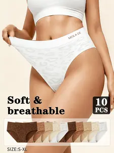 10pcs Seamless Comfort Meets Sexy Chic Style Leopard Pattern Briefs for WomenBreathable High-Elasticity Lingerie Set Multi-Color Daily Wear Elegance