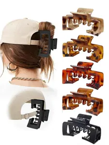 5 Pcs Claw Clips for Baseball Caps, Strong Non-Slip Square Design, Hair Accessory Gifts, Mixed Colors for All Hair Types, Ideal for Women and Girls