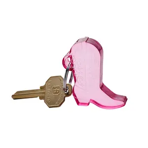 OVENTURE Pink Cowboy Boot Acrylic Keychain - Lightweight & Durable Western Charm for Keys & Accessories - Perfect Gift for Cowgirl Enthusiasts