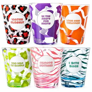 Sassy Shots Wild Collection Shot Glass Set (6 Unique Colored Designs)
