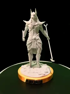 Anubis Egyptian God Statue – Marble Jackal Warrior 3D Printed Figurine | Underworld Guardian Decor