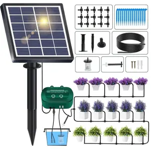Solar Automatic Drip Irrigation Kit, Timer Controlled Watering System, Automatic Watering Devices, Suitable for Garden Flower Beds & Greenhouse Plants