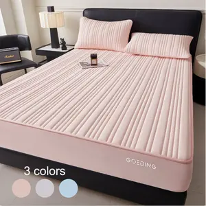 2/3pcs Cooling Ice Silk Fitted Sheet Set with Pillowcases, Spandex Cooling Fabric, Ultra Soft & Breathable, Non-Slip Mattress Cover for Summer Bedroom