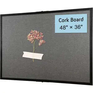 Large Bulletin Board 36 x 48, Cork Boards for Walls, Black  Framed Corkboards with Grey Fabric, Foldable Cork Board for Office,  & School, Wall Mounted Notice Pin Display Board