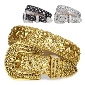 Men's/Women's Heart Shape Diamond Belt, 2024 Popular Party Wide Belt, Designer Belt, Country Rivet, Western Cowboy Style Belt, Cowboy Accessories, Men's Gifts