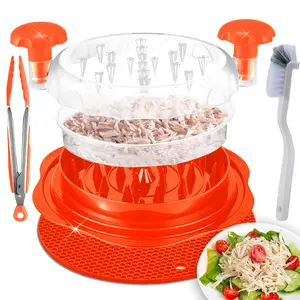 Large Chicken Shredder with Anti-slip Mat and Separate Plate | Meat Shredder  with Brush and Tong | Ergonomic Handle | BPA Free Kitchen Utensils