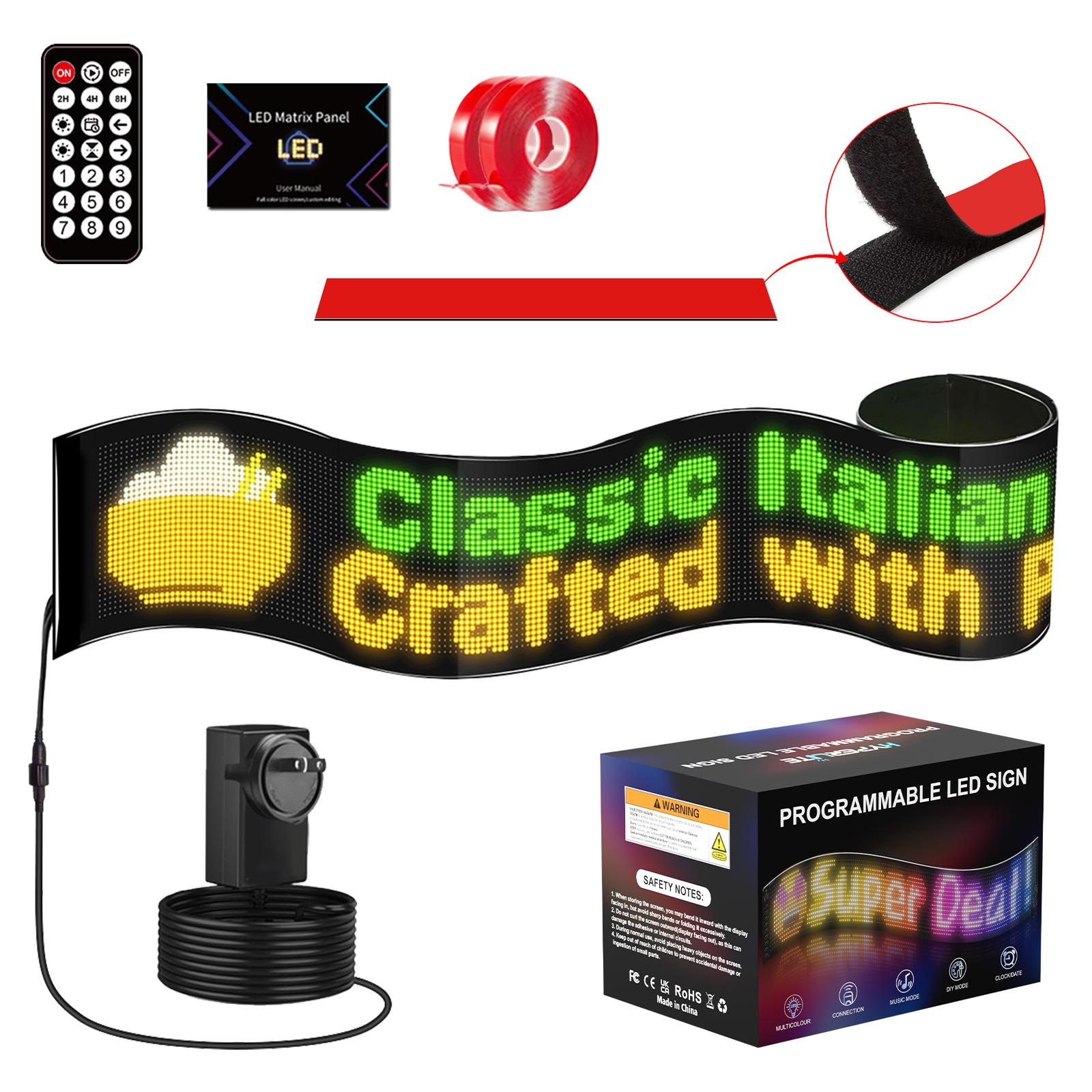 HYPERLITE Scrolling LED Message Sign USB Programmable Display Board Custom Text Marquee Light with App Control for Business Restaurant Event Christmas Decor Multiple Sizes 898mm to 3340mm stockup mothersday