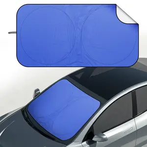 Windshield Sun Shade with Storage Pouch for SUVs and Sedan, Durable Sun Shield for Front Window, Portable Carry Car Accessories, Standard - Blue