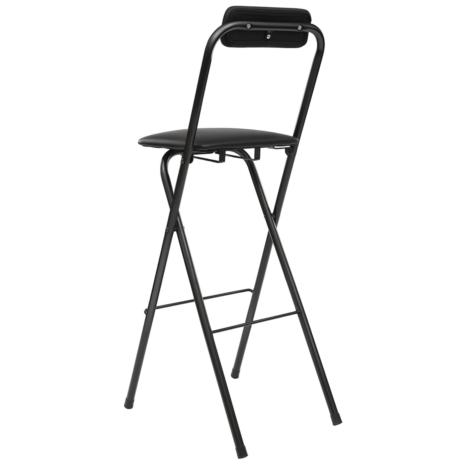 Foldable Bar Stool with PU Cushioned Seat & Backrest, Heavy Duty 275 lbs Capacity Space-Saving Counter Chair, Electrostatic Coated Carbon Steel Frame for Home Bar Kitchen Pub Bistro, No Assembly Required