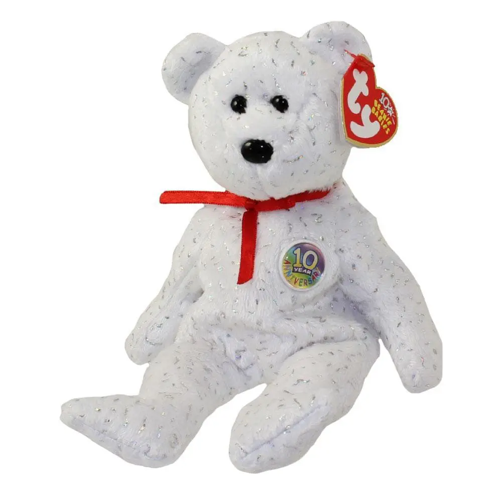 TY Beanie Baby - DECADE the Bear (White Version) (8.5 inch) (2003) - MWMTs