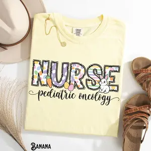 Comfort colors Pediatric Oncology Nurse Easter Shirt Peds Onc Oncology Unit Rn Spring Easter Bunny Tee Hematology Nursing Gift Hem OOnc