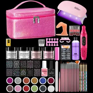 ROSIOUR 2-in-1 Acrylic Nail Art Kit - Portable Professional Set with French Nail Design, Glitter Accents, UV Lamp Compatibility, Gentle Gift Option for Salon-Style Results Manicure