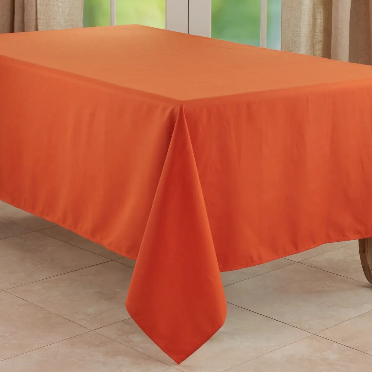 Saro 321-PM65160B Simple Solid Pink Oblong Shape Polyester Tablecloth - 65x160 in, Casual Design, Durable, Machine Washable Kitchen Linen, Daily Use