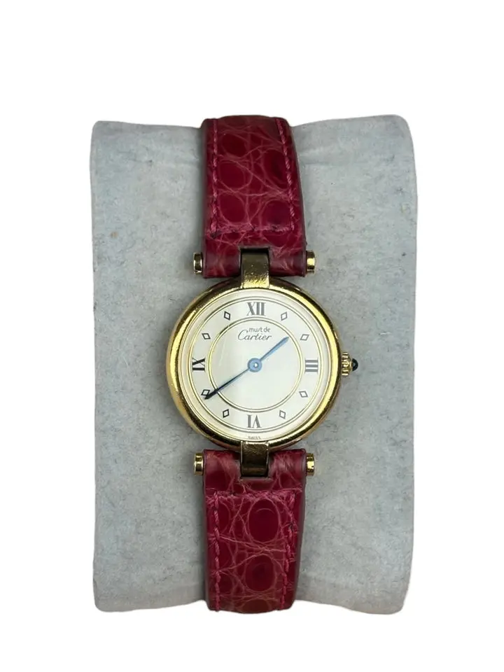Pre-owned Cartier Must De Vendome Cream Dial Pink Strap