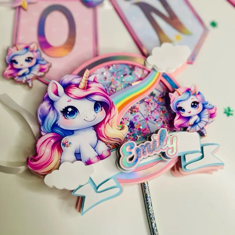 Unicorn Lighted Shaker Cake Topper