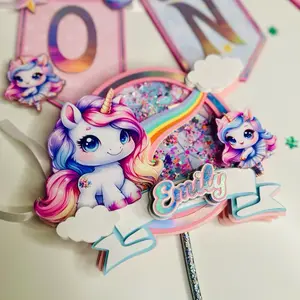 Unicorn Lighted Shaker Cake Topper