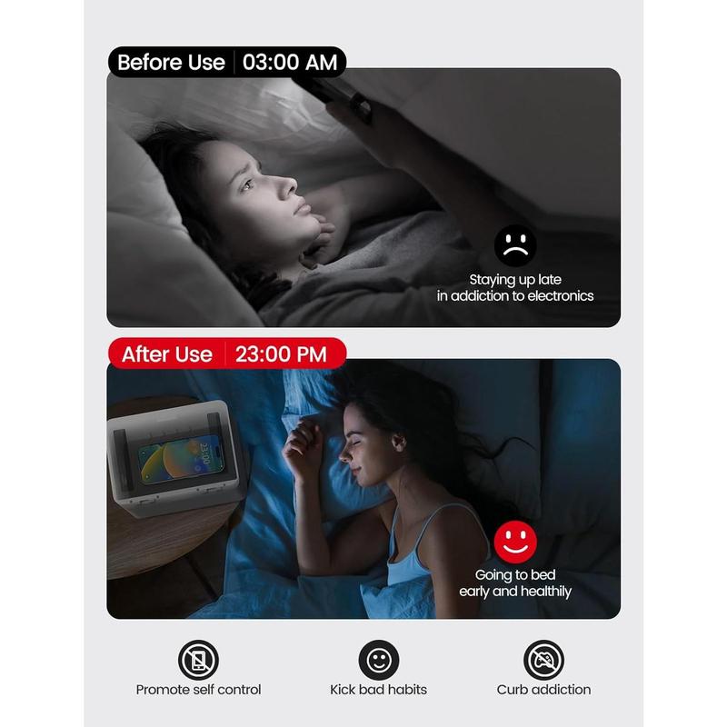 Metal Time Lock Box, Phone Locked box with Timer, Locking Safe Storage, Self-Control Locker with USB C Charge,  Lock,  Timed Release Jail for Phone/iPad Mini/Remote//Snack