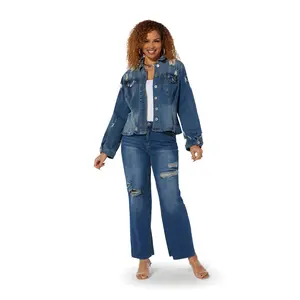 Dark Denim Distressed Jacket by Studio EY
