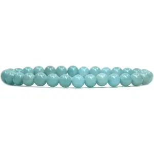 Natural A Grade Blue Amazonite Gemstone 6mm Round Beads Stretch Bracelet 7" Unisex
