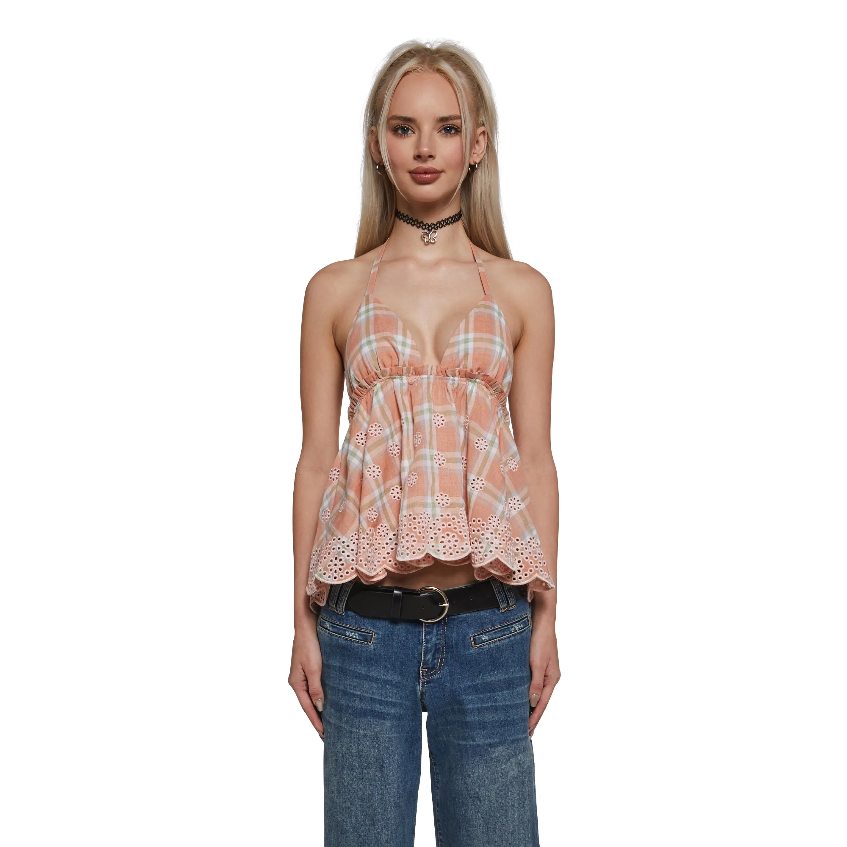 Malibu Plaid Halter Top