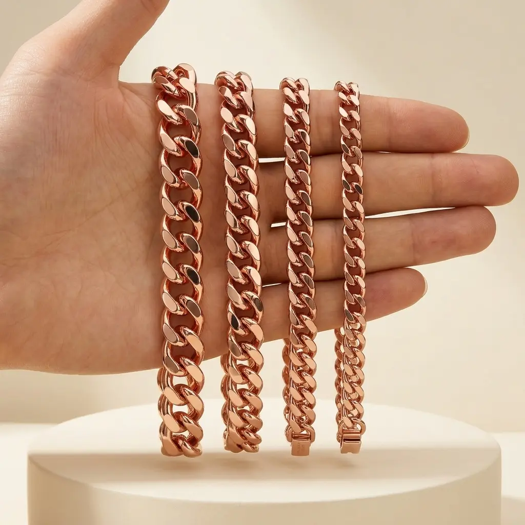 Pure Copper Bracelet - Heavyweight Cuban Link Chain Fashion Arm Candy Accessories, 7.5 Inch Handmade Jewelry with Healing Properties for Men & Women, Chunky Chain Bracelet, Handmade Copper Bracelets
