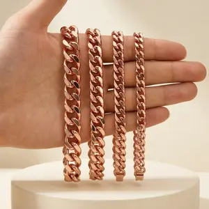 Pure Copper Chain Bracelet for Men & Women – Heavy Thick Cuban Link Design, 7.5 Inch Handmade Copper Jewelry Gift