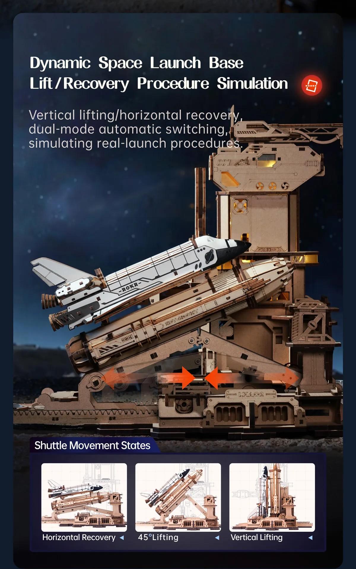 ROKR Space Shuttle LKA02 - Wooden 3D Puzzle Kit, Father's Day Gift Ideas