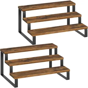 Spice Rack, 3 Tier Wooden Stand, Organizer for Spices, Versatile Display Shelf, Saving, for Countertop and Cabinet, Brown SR03L2BR