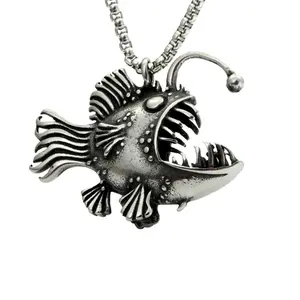 Lantern Fish Niche Creative Trend Simple Fashion Pendant Chain Necklace Hip Hop Men and Women Street Party Accessories