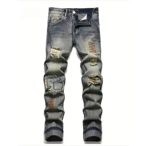 Men'S Fashionable Urban Wear Cozy Worn-Out Denim bootcut jeans men