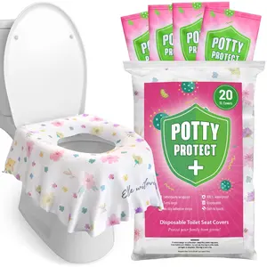 20 Pack  Disposable Toilet Seat Cover (Floral) -  Toilet Covers For Full Coverage On Toilet or Potty - Ideal Travel Toilet Seat Covers For  and Adults