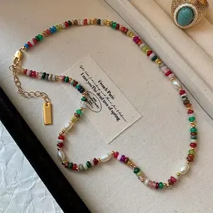 1 piece of freshwater pearl bead necklace, ethnic style, women's simple and fashionable accessory