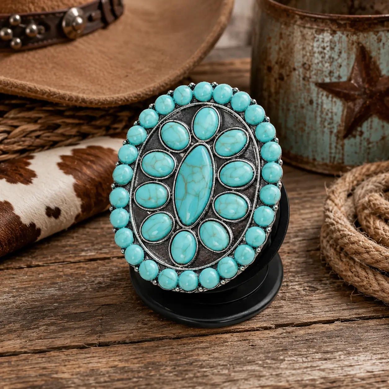 Myra Blue Opal Phone Socket, 360-Degree Rotatable Mobile Phone Accessory for Secure Handheld Use