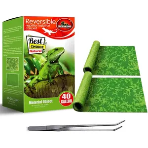 36*18in Pet Terrarium Liner Reptile Cage Mat Substrate for Snakes Chameleons Geckos, 2 Sheets with Tweezers Feeding Tongs