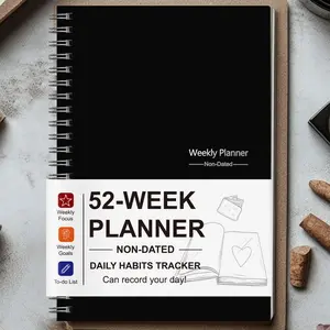 52-Week Weekly Planner Notebook, A5 Coil Bound, Minimalist and Design, Task List, Habit Tracker, Time Management Journal