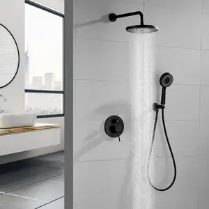 Concealed Shower Set Single-Handle Dual Function Shower System with 9-Mode ABS Head Shower, 6-Spray Handheld Shower, Brass Shower Mixer